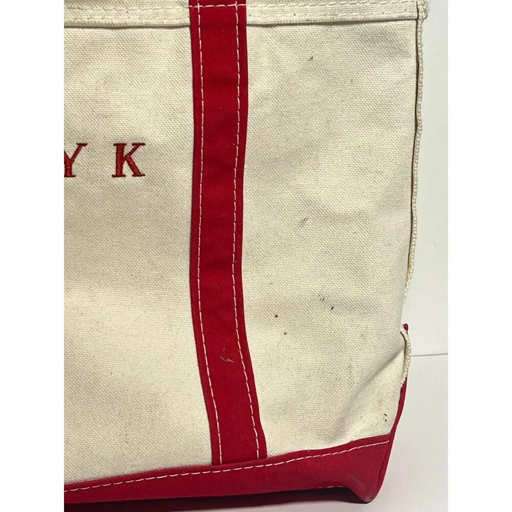 VTG LL Bean Boat & Tote Zip Top Red Canvas Bag MARY K